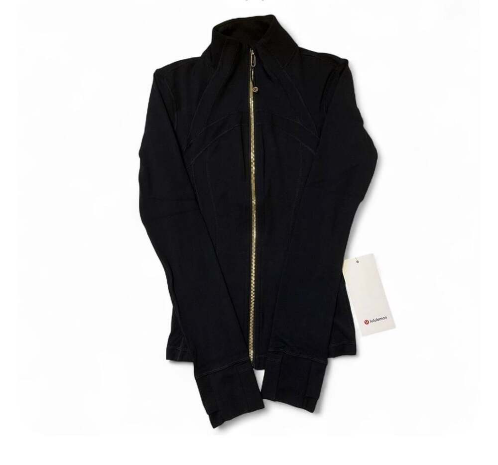 Brand New Lululemon Define Jacket Size 4 Black Gold Zip Hardware with Bag